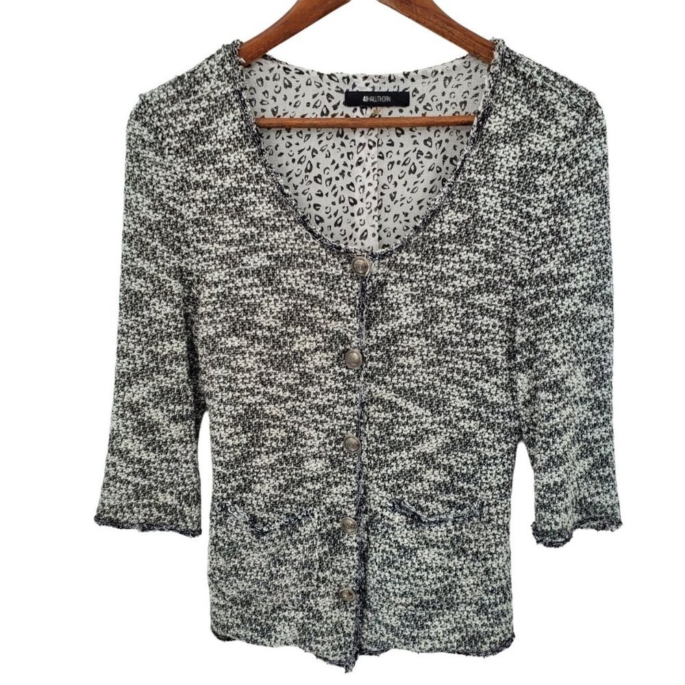 41Hawthorn Womens‎ Button Front Cardigan Sweater Small 3/4 Sleeve Pockets Lined